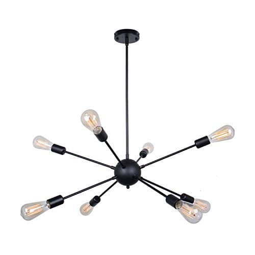8-Light Sputnik Chandelier Lamp Black Ceiling Light Industrial Pendant Light 